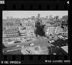 Charles Street, Beacon Hill seen from roof of Charles St. Meeting House, downtown Boston