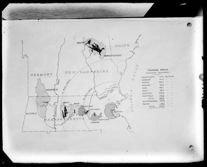 Maps, map of drainage areas, Cochituate, Sudbury, Nashua, Assabet, Ware, Swift, Deerfield and Westfield Rivers; and Winnipiseogee and Squam Lakes, Mass., ca. 1894
