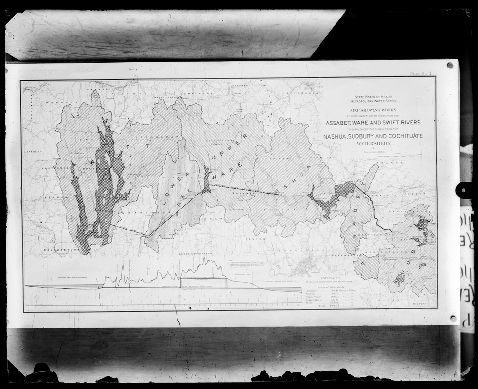 Maps, map showing works by which water may be taken from Assabet, Ware and Swift Rivers, to supplement supply from Nashua, Sudbury and Cochituate Watersheds, Mass., Dec. 1894
