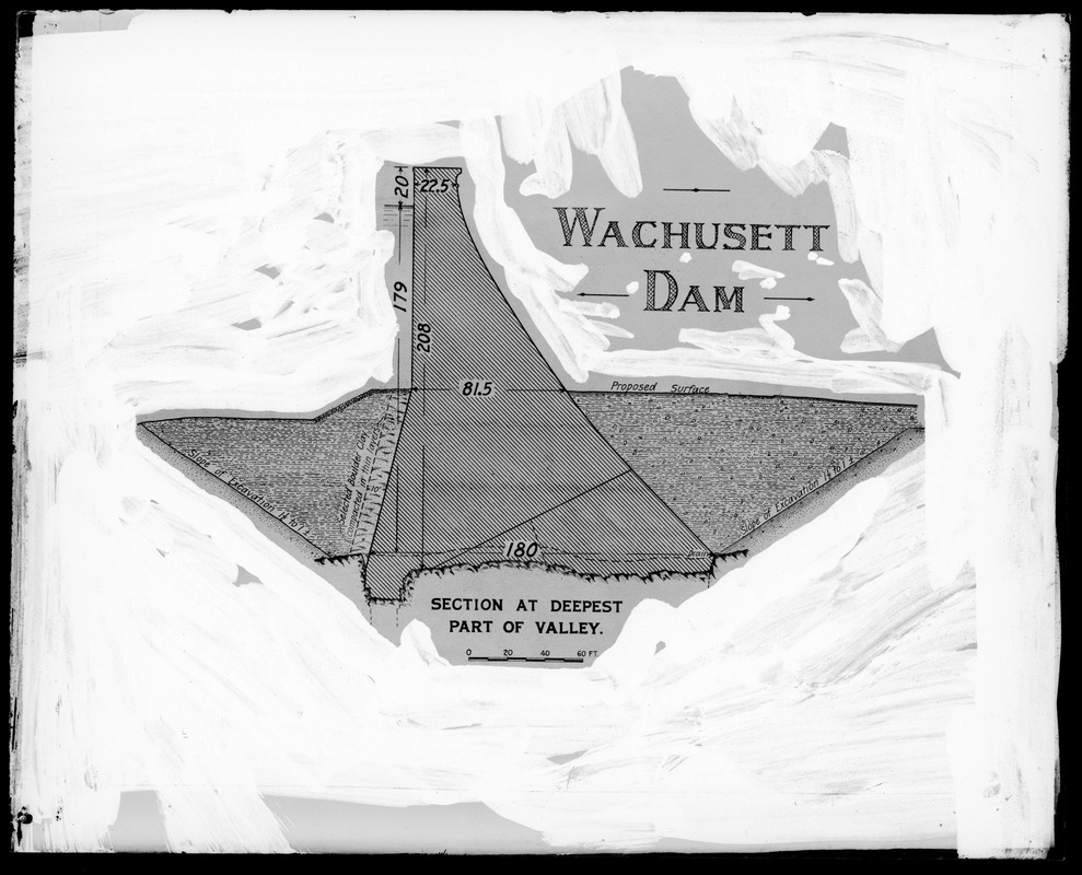 Maps, Wachusett Dam, maximum section (engineering plan), Mass., ca. 1900