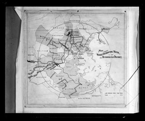 Maps, map showing works for distributing water in the Metropolitan District, Mass., ca. 1915