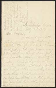 July 2, 1900, to Eliza H. Merriam, New Salem, Massachusetts