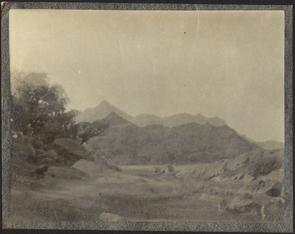View of mountains (double exposure)