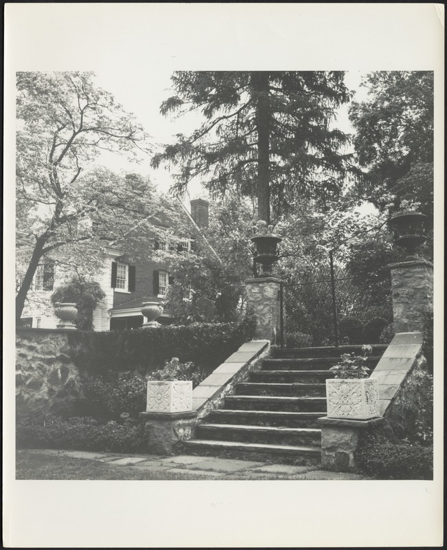 Ashdale Farm. Steps leading to garden gate; house on left