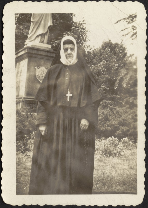 Mother Georgia Stevens in garden, Manhattanville, NY