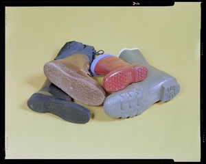 Footwear, direct molded boots, bottom view