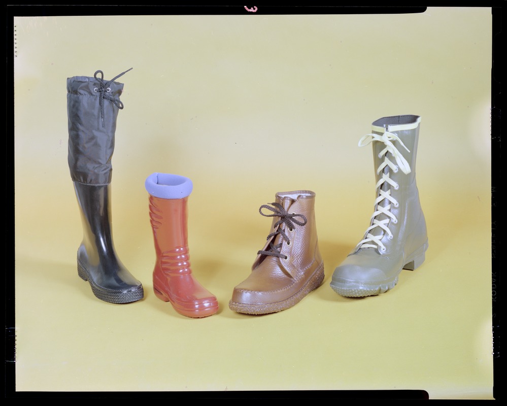 Footwear, direct molded boots, front view