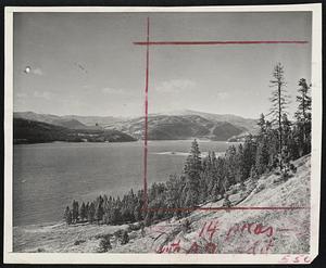 Lake Named After Roosevelt. This lake, two to three miles wide and 150 miles long, was named Franklin D. Roosevelt Lake, after the late President, by Secretary of the Interior Ickes yesterday. The lake was formed when Grand Coulee Dam was built across the Columbia River by the U. S. Bureau of Reclamation. It winds along the course of the Columbia through beautiful evergreen-wooded hills.