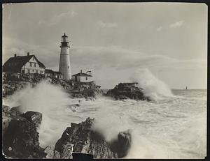 The famous Head Light signals a welcome, high over the foaming breakers, to those who come to the one hundredth birthday party of Portland, Maine. This beautiful muncipality,--farthest east metropolis in the United States--has arranged a splendid series of programs to celebrate its centennial. It adopted a city charter just 100 years ago yesterday, March 26, 1832.