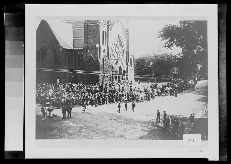 Gathering in front of a church