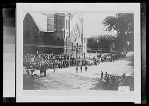 Gathering in front of a church