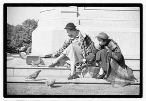 Models posing, Boston Common