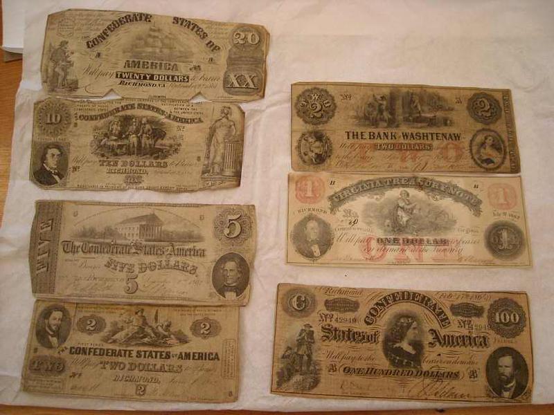 Confederate paper currency 25 bills