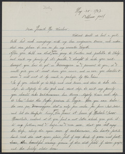 Herbert Brutus Ehrmann Papers, 1906-1970. Sacco-Vanzetti.  Nicola Sacco. Autograph Letters Signed to Mrs. Gertrude Winslow, May 25, 1927 and June 22, 1927. Box 16, Folder 14, Harvard Law School Library, Historical & Special Collections