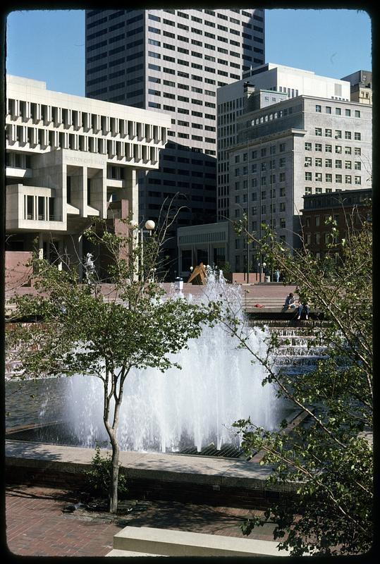 Boston City Hall and fountain