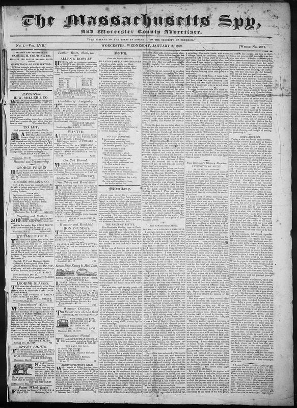 The Massachusetts Spy, And Worcester County Advertiser - Digital ...