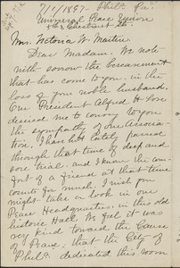 Amanda Deyo autograph letter signed to Victoria Woodhull Martin, Philadelphia, July 1, 1897