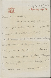 Robert Martin Holland autograph letter signed to Victoria [Woodhull Martin, London], April 4, [1897]