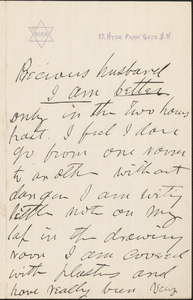 [Victoria Woodhull Martin] autograph letter to [John Biddulph Martin, London], approximately 1883-1897