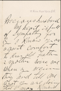 [Victoria Woodhull Martin] autograph letter to [John Biddulph Martin, London], approximately 1883-1897