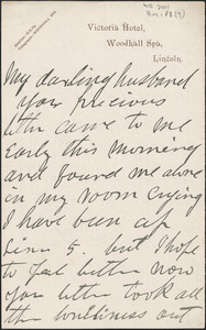 [Victoria Woodhull Martin] autograph letter to [John Biddulph Martin], Lincoln, Eng., approximately 1883-1897