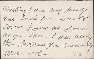 [Victoria Woodhull Martin] autograph letter to [John Biddulph Martin], approximately 1883-1897