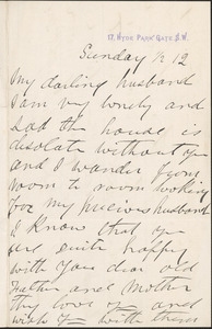 [Victoria Woodhull Martin] autograph letter to [John Biddulph Martin, London], approximately 1883-1897