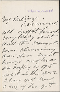 [Victoria Woodhull Martin] autograph letter to [John Biddulph Martin, London], approximately 1883-1897