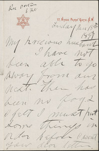 [Victoria Woodhull Martin] autograph letter to [John Biddulph Martin, London], January 15, 1897