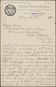 W.P. Phelon autograph letter signed to Regina Maney, Chicago, Ill., January 7, 1890
