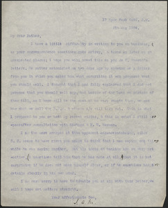 [John Biddulph Martin] typed letter signed (copy/initials) to [Robert Martin, London], May 6, 1894