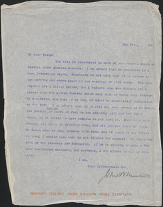 [John Biddulph Martin] typed letter signed to [Robert Martin], February 5, 1895