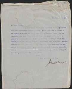 John [Biddulph] Martin typed letter signed (copy) to Robert Martin, February 5, 1895