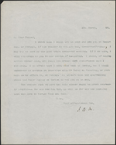 [John Biddulph Martin] typed note signed (copy/initials) to [Robert Martin], March 12, 1896