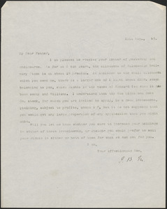 [John Biddulph Martin] typed note signed (copy/initials) to [Robert Martin], August 25, 1896