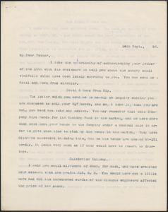 [John Biddulph Martin] typed letter signed (copy) to [Robert Martin], September 14, 1896