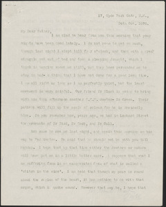 [John Biddulph Martin] typed letter signed (copy/initials) to [Robert Martin], London, October 24, 1896