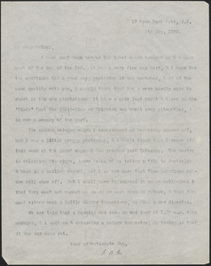 [John Biddulph Martin] typed letter signed (copy/initials) to [Robert Martin], London, December 5, 1896