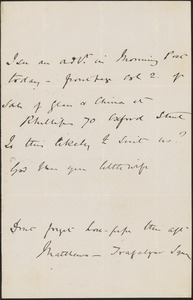 [John Biddulph Martin] autograph note to [Victoria Woodhull Martin], approximately 1883-1897