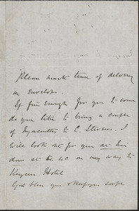 [John Biddulph Martin] autograph note to [Victoria Woodhull Martin], approximately 1883-1897