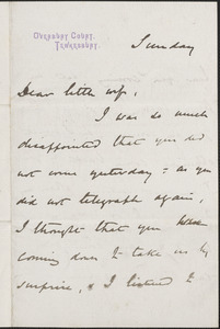 [John Biddulph Martin] autograph note signed to [Victoria Woodhull Martin], Tewkesbury, [England], approximately 1883-1897