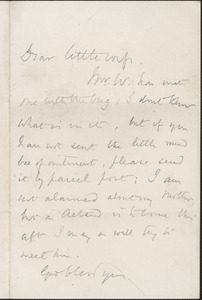 [John Biddulph Martin] autograph note to Victoria Woodhull Martin, approximately 1883-1897