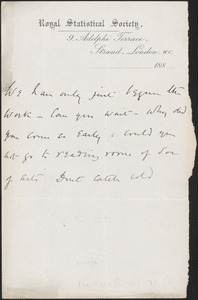 [John Biddulph Martin] autograph note to Victoria Woodhull Martin, approximately 1883-1897