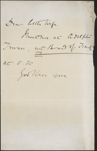 [John Biddulph Martin] autograph note to Victoria Woodhull Martin, approximately 1883-1897