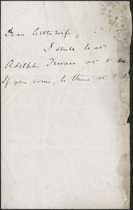 [John Biddulph Martin] autograph note to Victoria Woodhull Martin, approximately 1883-1897