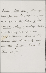 [John Biddulph Martin] autograph note to [Victoria Woodhull Martin], approximately 1883-1897