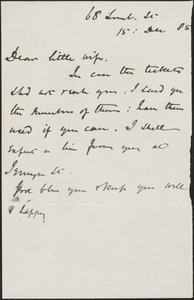 [John Biddulph Martin] autograph note to [Victoria Woodhull Martin, London], December 15, 1885