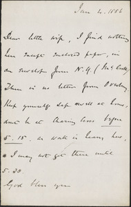 [John Biddulph Martin] autograph note to [Victoria Woodhull Martin], January 4, 1886