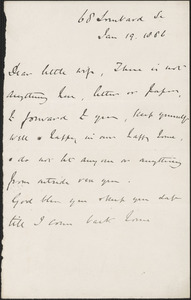 [John Biddulph Martin] autograph note to [Victoria Woodhull Martin, London], January 19, 1886