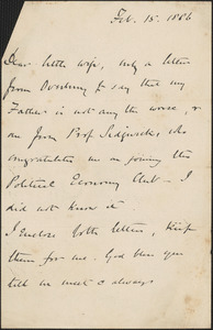 [John Biddulph Martin] autograph note to [Victoria Woodhull Martin], February 15, 1886